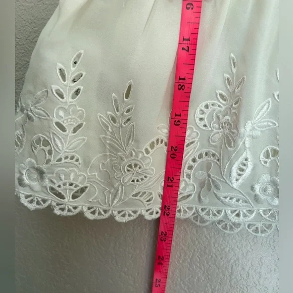 Express White Lace Peplum Blouse Boho Cottagecore Romantic Floral Embroidered XS - Picture 8 of 8